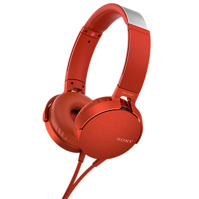 Sony MDR-XB550AP Extra Bass On-Ear Headphones with Mic/Remote Red